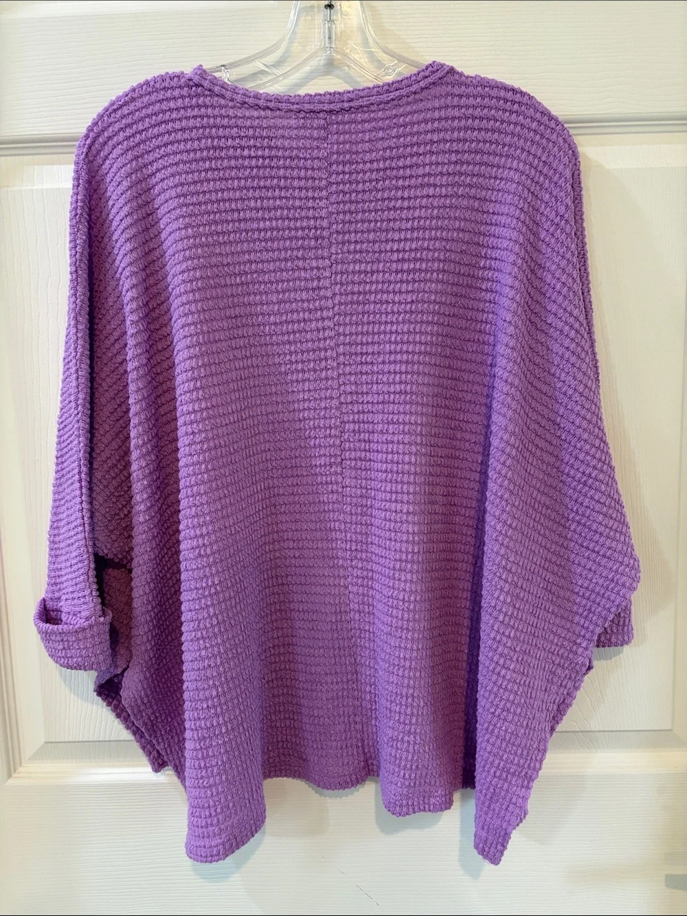Zenana Outfitters Purple Waffle Knit Scoop Neck Sweater